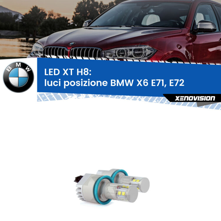 <strong>Kit LED Angel Eyes H8 per BMW X6</strong> E71, E72 2008-2014. Due lampadine <strong>Plug&play</strong> canbus luce bianca specifiche per angel eyes H8.