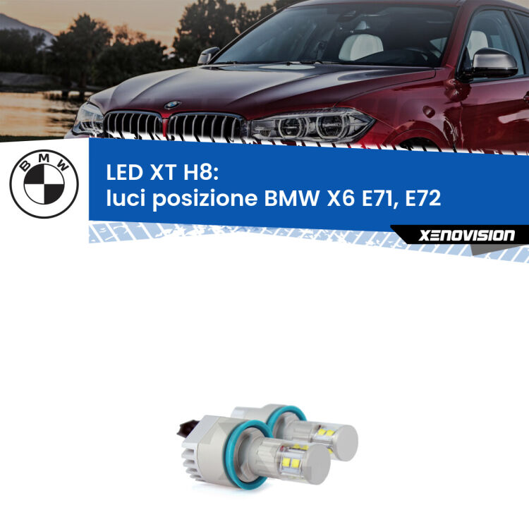 0 Kit Angel Eyes LED H8 per BMW X6 E71, E72 2008-2014 <strong>Kit LED Angel Eyes H8 per BMW X6</strong> E71, E72 2008-2014. Due lampadine <strong>Plug&play</strong> canbus luce bianca specifiche per angel eyes H8.