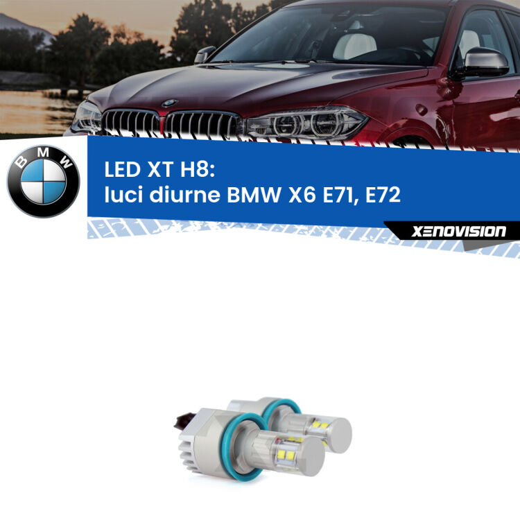 <strong>Kit LED Angel Eyes H8 per BMW X6</strong> E71, E72 2008 - 2014. Due lampadine <strong>Plug&play</strong> canbus luce bianca specifiche per angel eyes H8.