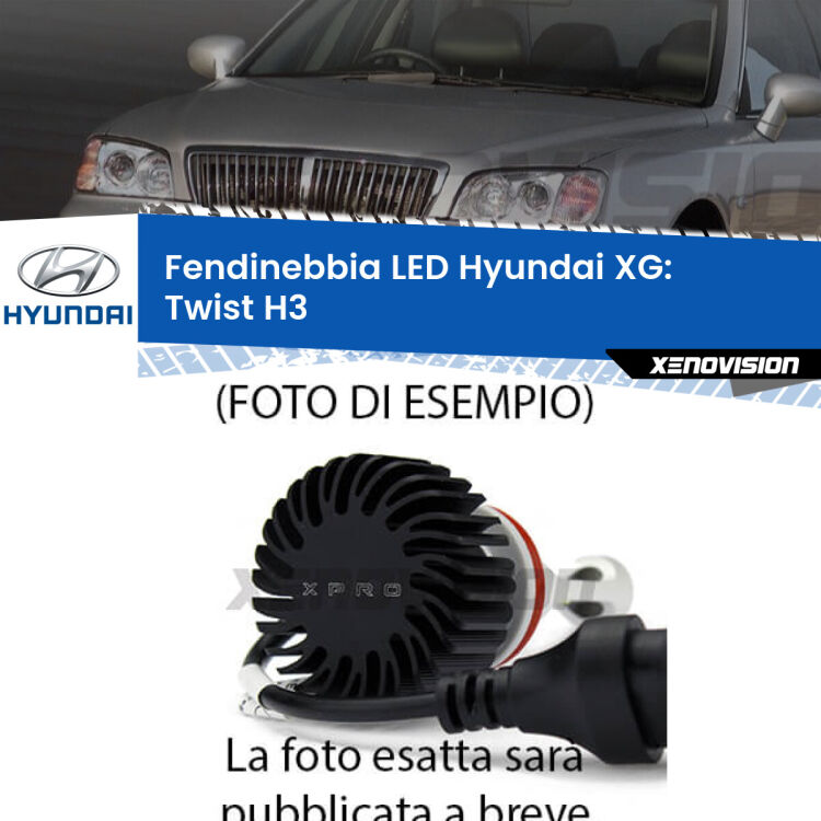 <strong>Kit fendinebbia LED</strong> H3 per <strong>Hyundai XG</strong> XG 1998 - 2002. Compatte, impermeabili, senza ventola: praticamente indistruttibili. Top Quality.