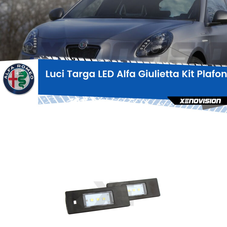 <p>Luci Targa Full LED per Alfa Giulietta. Zero Spie. Originali Xenovision - Qualit&agrave; Massima Garantita.</p>