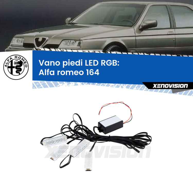 <strong>Kit placche LED cambiacolore vano piedi Alfa romeo 164</strong>  1987 - 1998. 4 placche <strong>Bluetooth</strong> con app Android /iOS.
