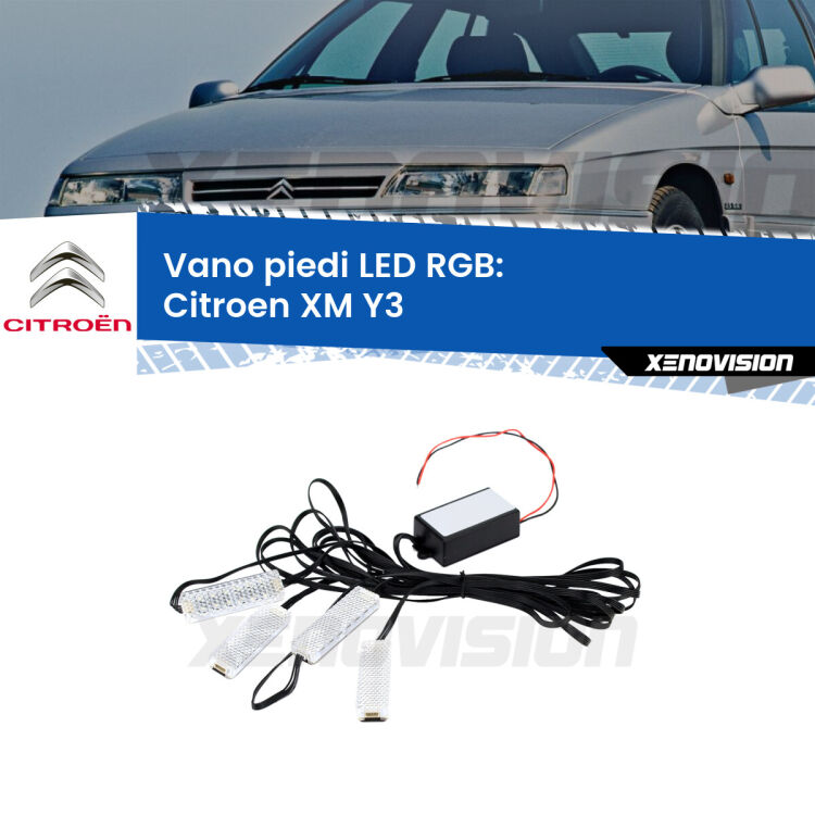<strong>Kit placche LED cambiacolore vano piedi Citroen XM</strong> Y3 1989 - 1994. 4 placche <strong>Bluetooth</strong> con app Android /iOS.