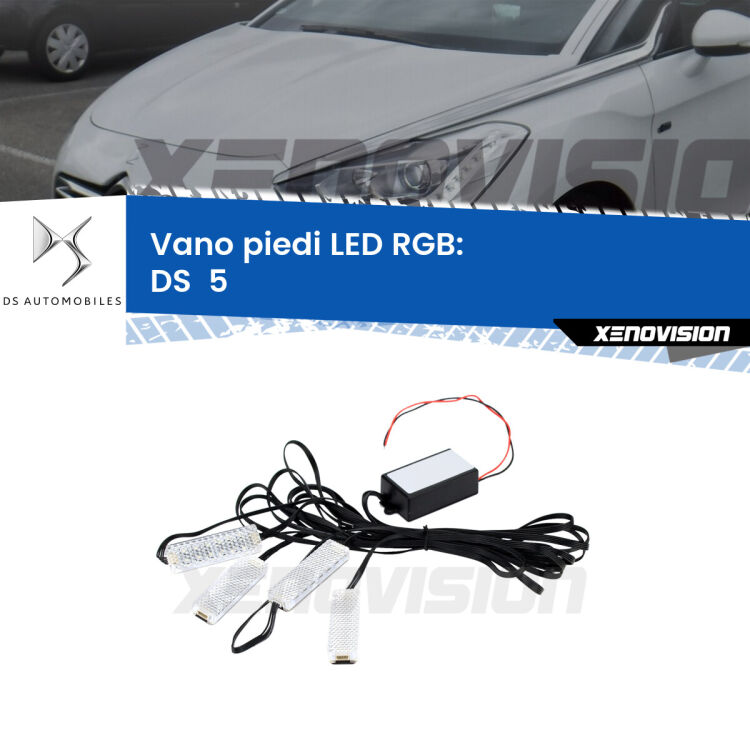 <strong>Kit placche LED cambiacolore vano piedi DS  5</strong>  2015 in poi. 4 placche <strong>Bluetooth</strong> con app Android /iOS.