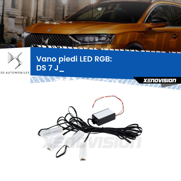 <strong>Kit placche LED cambiacolore vano piedi DS 7</strong> J_ 2017 in poi. 4 placche <strong>Bluetooth</strong> con app Android /iOS.