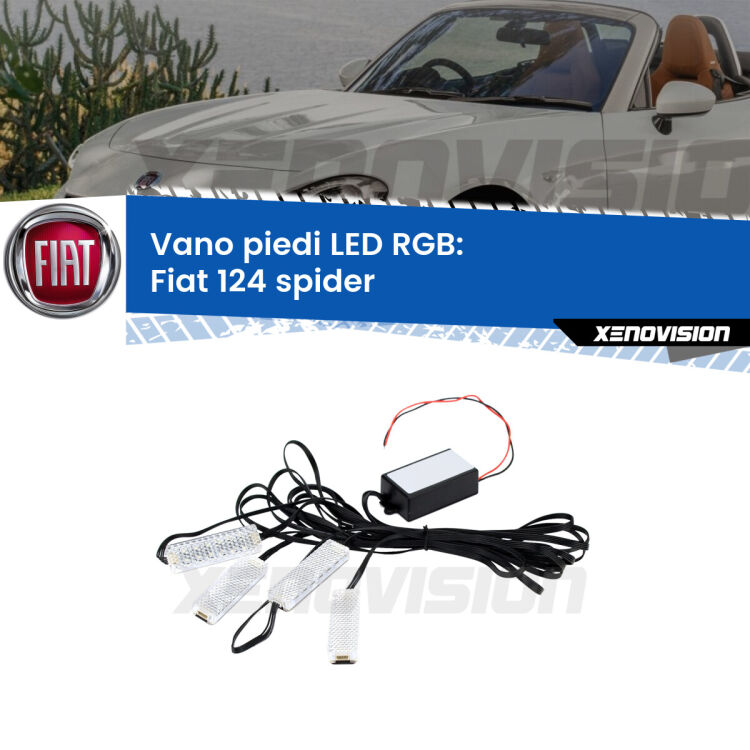 <strong>Kit placche LED cambiacolore vano piedi Fiat 124 spider</strong>  2016 in poi. 4 placche <strong>Bluetooth</strong> con app Android /iOS.