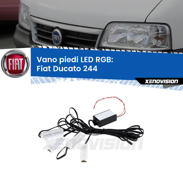 <strong>Kit placche LED cambiacolore vano piedi Fiat Ducato</strong> 244 2002 - 2006. 4 placche <strong>Bluetooth</strong> con app Android /iOS.