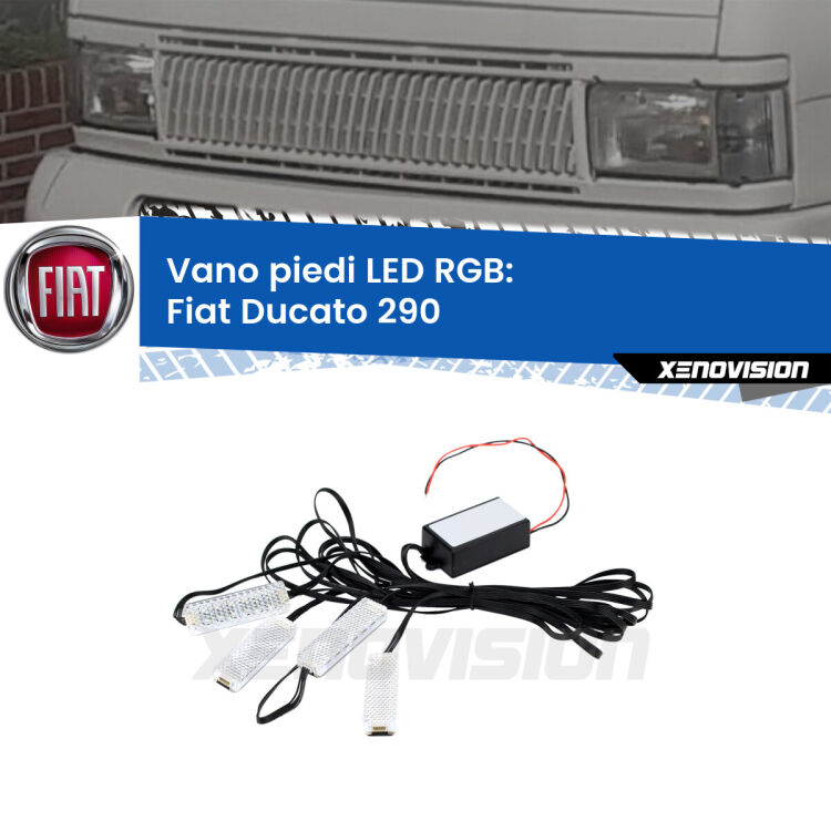 <strong>Kit placche LED cambiacolore vano piedi Fiat Ducato</strong> 290 1989 - 1994. 4 placche <strong>Bluetooth</strong> con app Android /iOS.