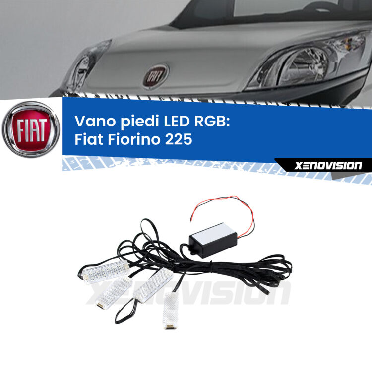 <strong>Kit placche LED cambiacolore vano piedi Fiat Fiorino</strong> 225 2008 - 2021. 4 placche <strong>Bluetooth</strong> con app Android /iOS.