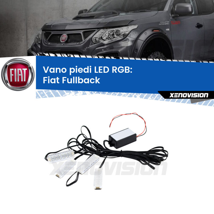 <strong>Kit placche LED cambiacolore vano piedi Fiat Fullback</strong>  2016 - 2019. 4 placche <strong>Bluetooth</strong> con app Android /iOS.