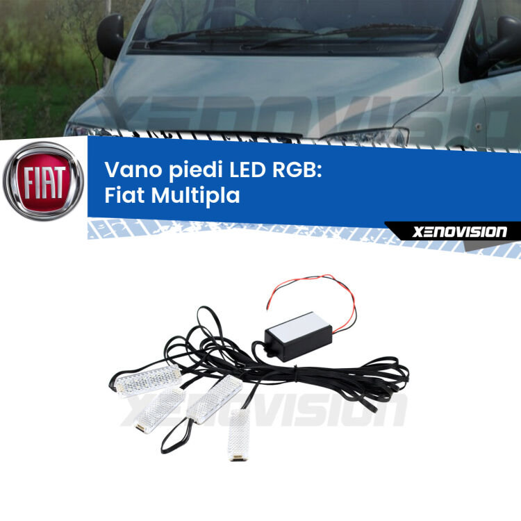 <strong>Kit placche LED cambiacolore vano piedi Fiat Multipla</strong>  1999 - 2010. 4 placche <strong>Bluetooth</strong> con app Android /iOS.