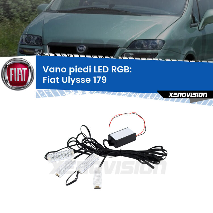 <strong>Kit placche LED cambiacolore vano piedi Fiat Ulysse</strong> 179 2002 - 2011. 4 placche <strong>Bluetooth</strong> con app Android /iOS.