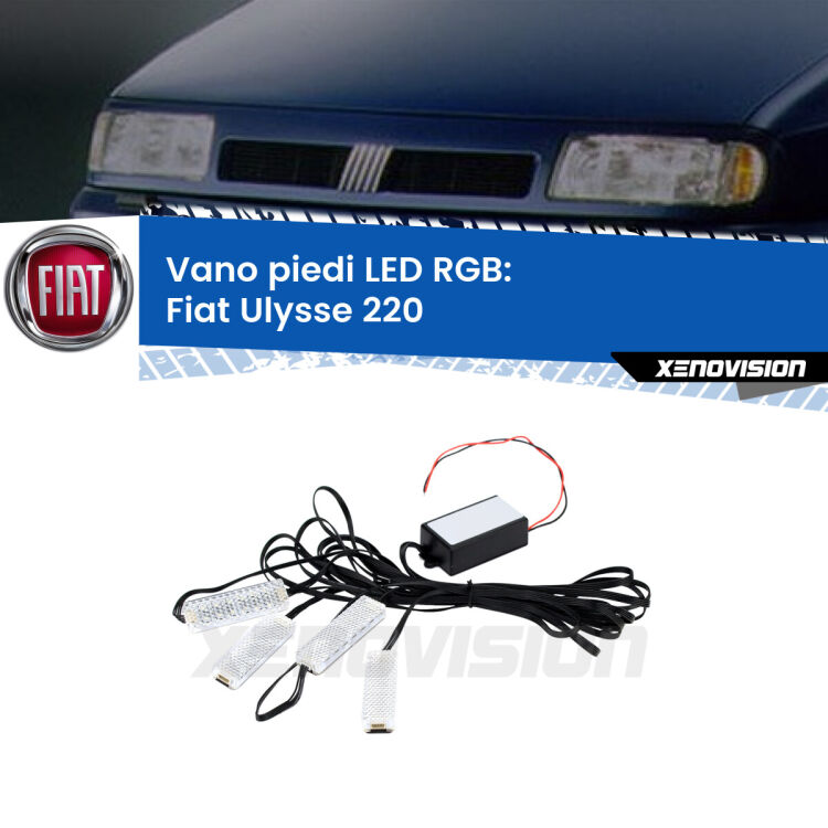 <strong>Kit placche LED cambiacolore vano piedi Fiat Ulysse</strong> 220 1994 - 2002. 4 placche <strong>Bluetooth</strong> con app Android /iOS.