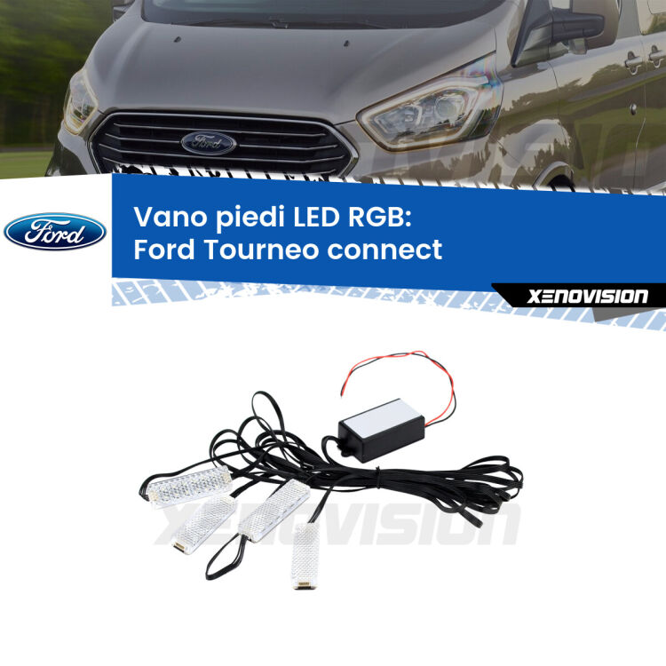 <strong>Kit placche LED cambiacolore vano piedi Ford Tourneo connect</strong>  2002 - 2013. 4 placche <strong>Bluetooth</strong> con app Android /iOS.