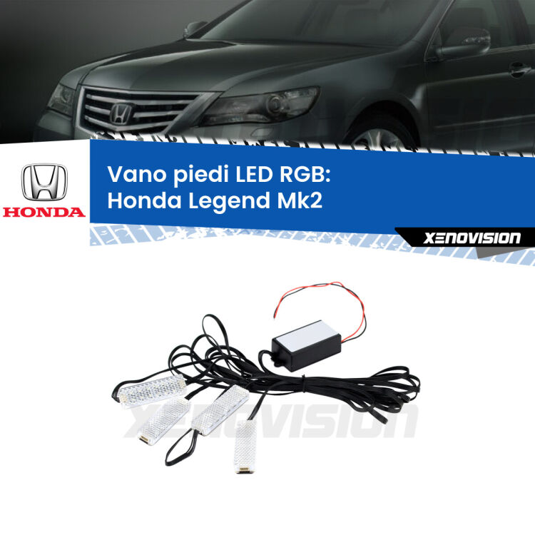 <strong>Kit placche LED cambiacolore vano piedi Honda Legend</strong> Mk2 1991 - 1996. 4 placche <strong>Bluetooth</strong> con app Android /iOS.