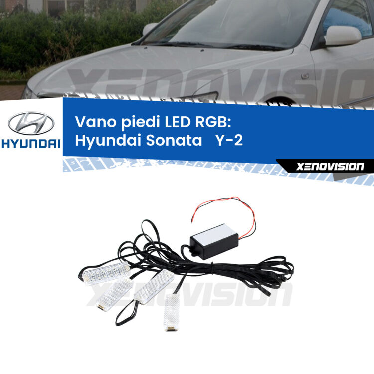 <strong>Kit placche LED cambiacolore vano piedi Hyundai Sonata  </strong> Y-2 1988 - 1993. 4 placche <strong>Bluetooth</strong> con app Android /iOS.