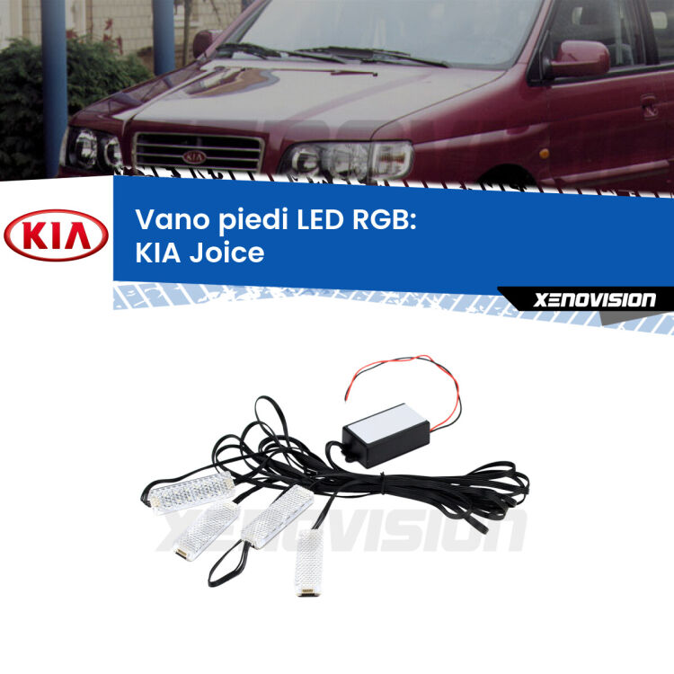 <strong>Kit placche LED cambiacolore vano piedi KIA Joice</strong>  2000 - 2003. 4 placche <strong>Bluetooth</strong> con app Android /iOS.