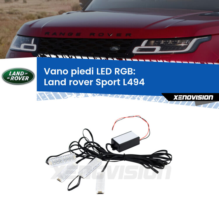 <strong>Kit placche LED cambiacolore vano piedi Land rover Sport</strong> L494 2013 in poi. 4 placche <strong>Bluetooth</strong> con app Android /iOS.