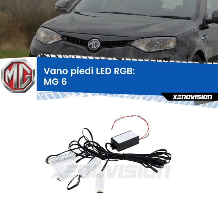 <strong>Kit placche LED cambiacolore vano piedi MG 6</strong>  2010 in poi. 4 placche <strong>Bluetooth</strong> con app Android /iOS.