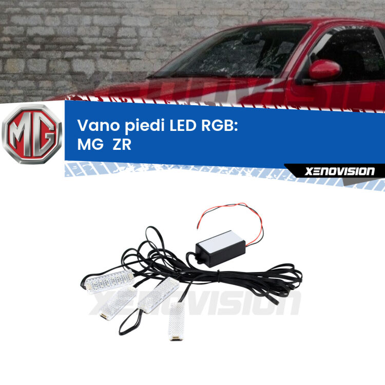<strong>Kit placche LED cambiacolore vano piedi MG  ZR</strong>  2001 - 2005. 4 placche <strong>Bluetooth</strong> con app Android /iOS.