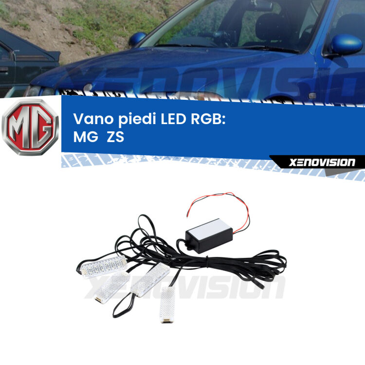 <strong>Kit placche LED cambiacolore vano piedi MG  ZS</strong>  2001 - 2005. 4 placche <strong>Bluetooth</strong> con app Android /iOS.