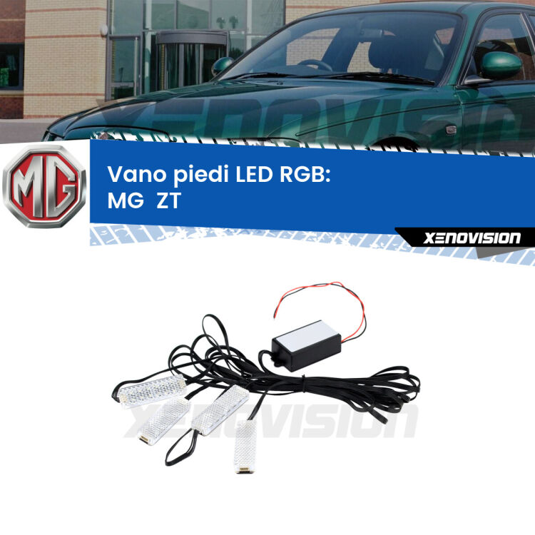 <strong>Kit placche LED cambiacolore vano piedi MG  ZT</strong>  2001 - 2005. 4 placche <strong>Bluetooth</strong> con app Android /iOS.