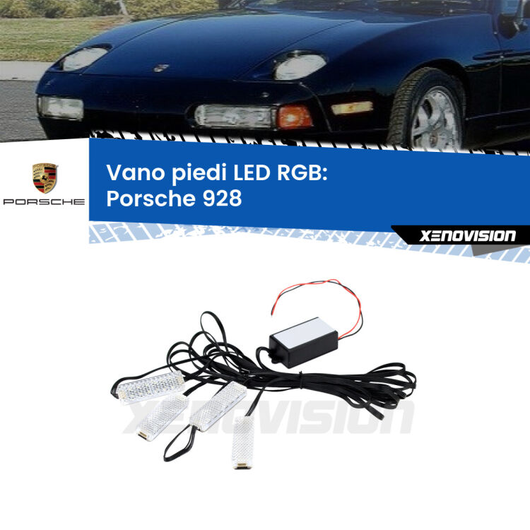 <strong>Kit placche LED cambiacolore vano piedi Porsche 928</strong>  1977 - 1995. 4 placche <strong>Bluetooth</strong> con app Android /iOS.