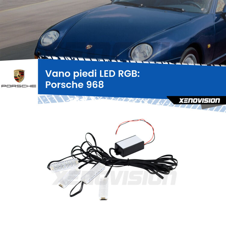 <strong>Kit placche LED cambiacolore vano piedi Porsche 968</strong>  1991 - 1995. 4 placche <strong>Bluetooth</strong> con app Android /iOS.