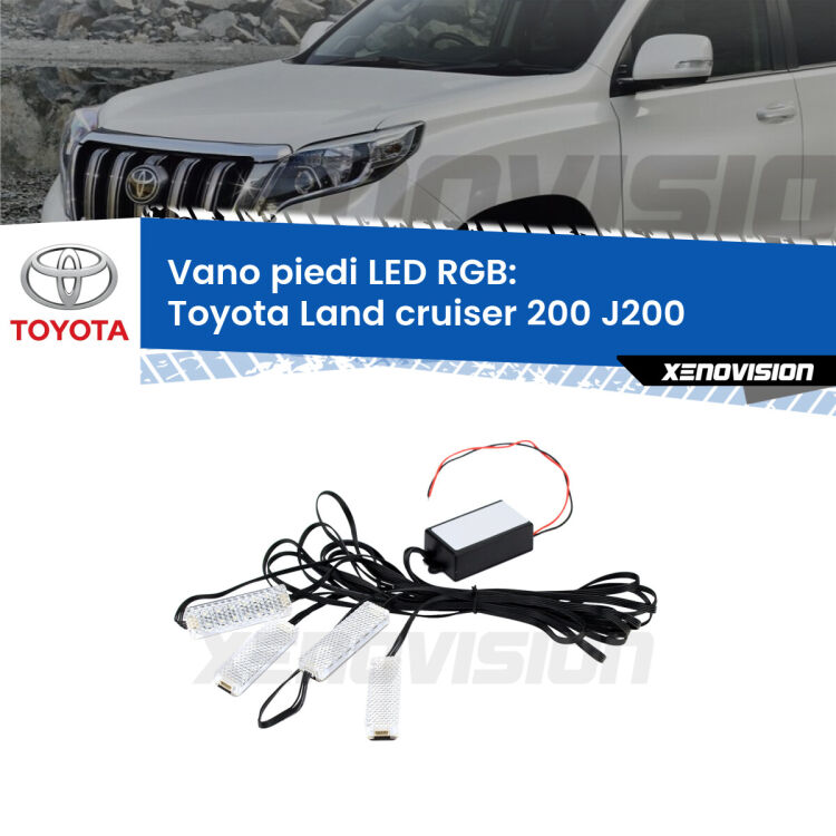 <strong>Kit placche LED cambiacolore vano piedi Toyota Land cruiser 200</strong> J200 2007 in poi. 4 placche <strong>Bluetooth</strong> con app Android /iOS.