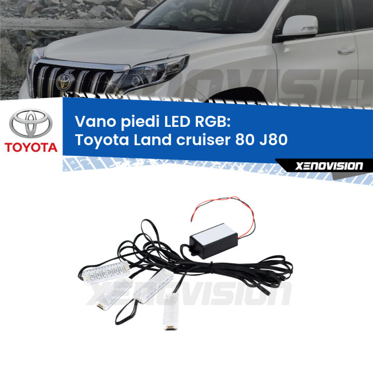 <strong>Kit placche LED cambiacolore vano piedi Toyota Land cruiser 80</strong> J80 1990 - 1997. 4 placche <strong>Bluetooth</strong> con app Android /iOS.