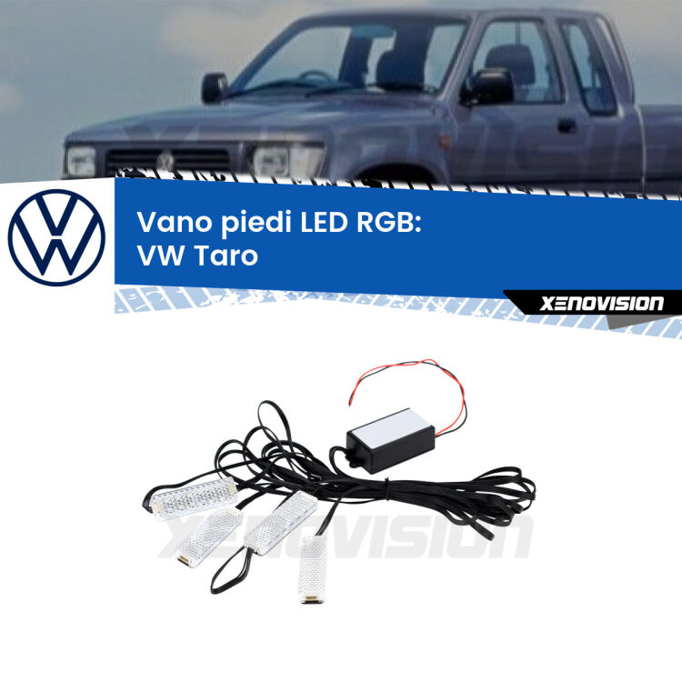 <strong>Kit placche LED cambiacolore vano piedi VW Taro</strong>  1989 - 1997. 4 placche <strong>Bluetooth</strong> con app Android /iOS.