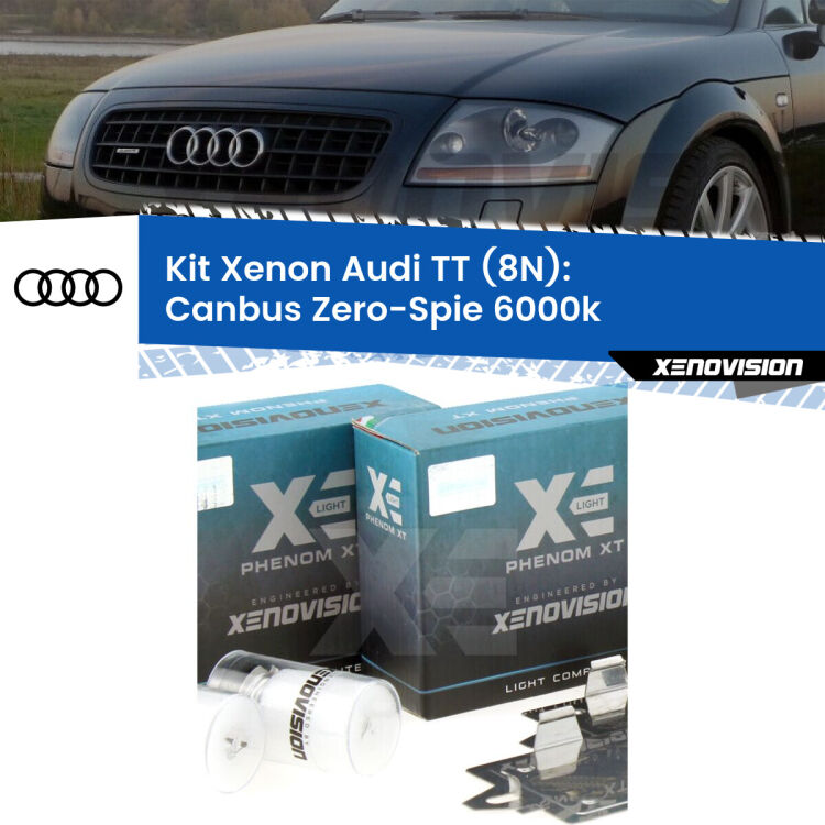 0 Kit Xenon Audi TT 8N ((1998 - 2006)) H1 Canbus <strong>Kit Xenon </strong><strong>H1 </strong><strong>Professionale</strong> per fari anabbaglianti Audi TT 8N ((1998 - 2006)). Taglio di luce perfetto, zero riverberi. Canbus zero spie. Qualità Massima Garantita.