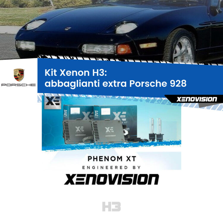 <strong>Kit Xenon H3 Professionale per abbaglianti extra Porsche 928 </strong>  1977 - 1995. Taglio di luce perfetto, zero spie e riverberi. Leggendaria elettronica Canbus Xenovision. Qualità Massima Garantita.