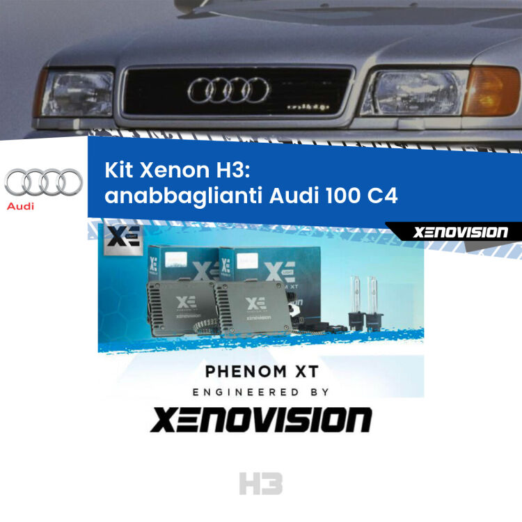 <strong>Kit Xenon H3 Professionale per anabbaglianti Audi 100 </strong> C4 (a parabola tripla). Taglio di luce perfetto, zero spie e riverberi. Leggendaria elettronica Canbus Xenovision. Qualità Massima Garantita.