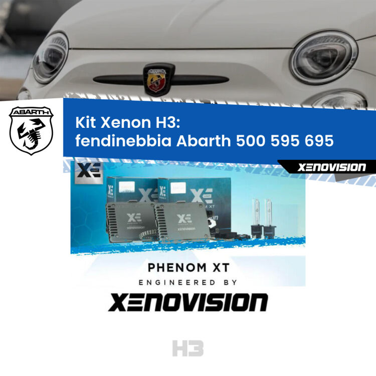 Kit Xenon H3 Canbus per Fendinebbia Abarth 500 595 695  2008 - 2022 <strong>Kit Xenon H3 Professionale per fendinebbia Abarth 500 595 695 </strong>  2008 - 2022. Taglio di luce perfetto, zero spie e riverberi. Leggendaria elettronica Canbus Xenovision. Qualità Massima Garantita.