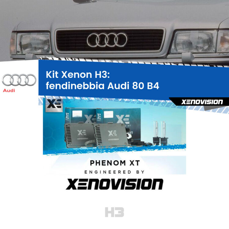 <strong>Kit Xenon H3 Professionale per fendinebbia Audi 80 </strong> B4 1991 - 1996. Taglio di luce perfetto, zero spie e riverberi. Leggendaria elettronica Canbus Xenovision. Qualità Massima Garantita.