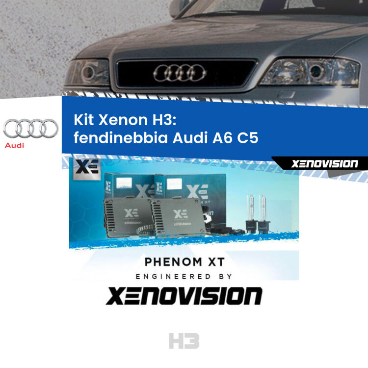<strong>Kit Xenon H3 Professionale per fendinebbia Audi A6 </strong> C5 1997 - 2001. Taglio di luce perfetto, zero spie e riverberi. Leggendaria elettronica Canbus Xenovision. Qualità Massima Garantita.