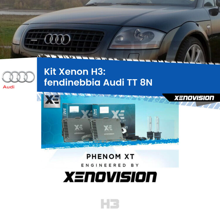 <strong>Kit Xenon H3 Professionale per fendinebbia Audi TT </strong> 8N 1998 - 2006. Taglio di luce perfetto, zero spie e riverberi. Leggendaria elettronica Canbus Xenovision. Qualità Massima Garantita.