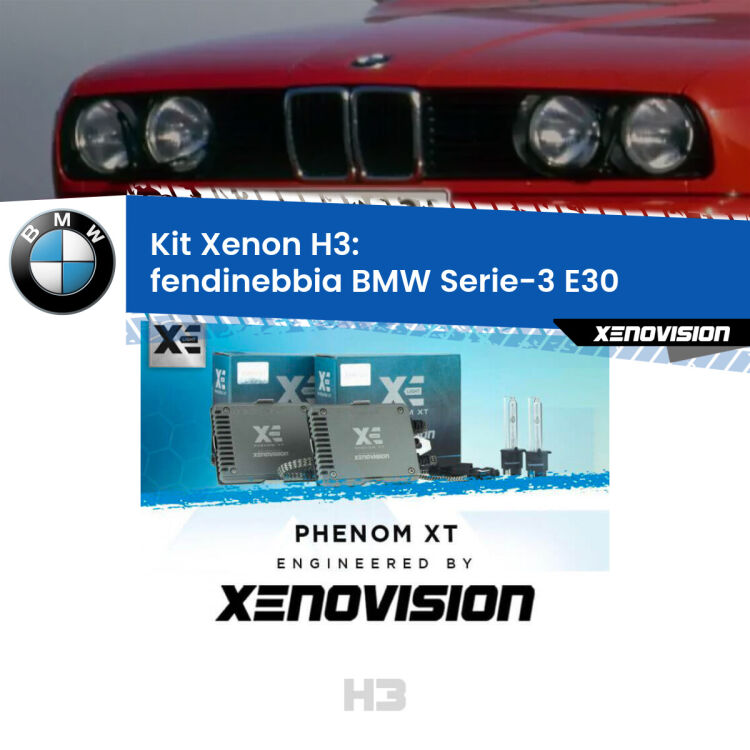 <strong>Kit Xenon H3 Professionale per fendinebbia BMW Serie-3 </strong> E30 1982 - 1992. Taglio di luce perfetto, zero spie e riverberi. Leggendaria elettronica Canbus Xenovision. Qualità Massima Garantita.