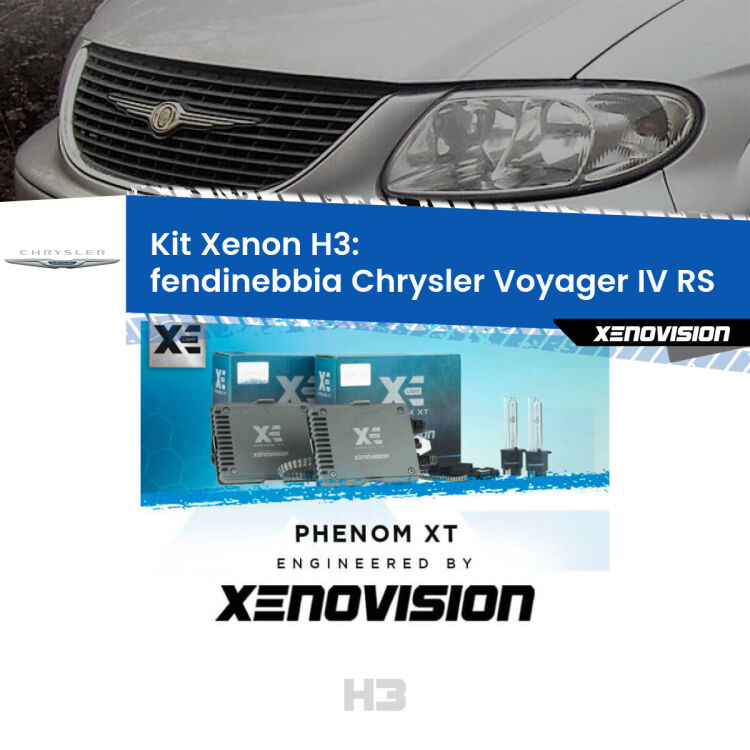 <strong>Kit Xenon H3 Professionale per fendinebbia Chrysler Voyager IV </strong> RS 2000 - 2007. Taglio di luce perfetto, zero spie e riverberi. Leggendaria elettronica Canbus Xenovision. Qualità Massima Garantita.