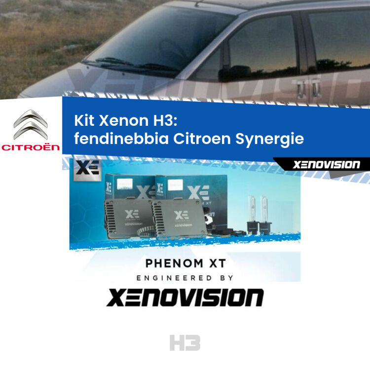 <strong>Kit Xenon H3 Professionale per fendinebbia Citroen Synergie </strong>  1994 - 2002. Taglio di luce perfetto, zero spie e riverberi. Leggendaria elettronica Canbus Xenovision. Qualità Massima Garantita.