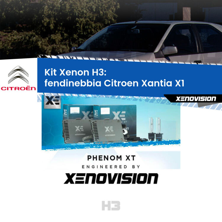 <strong>Kit Xenon H3 Professionale per fendinebbia Citroen Xantia </strong> X1 1993 - 1999. Taglio di luce perfetto, zero spie e riverberi. Leggendaria elettronica Canbus Xenovision. Qualità Massima Garantita.