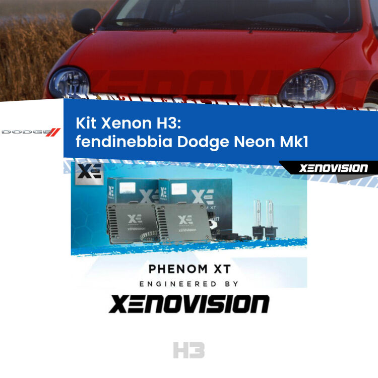 <strong>Kit Xenon H3 Professionale per fendinebbia Dodge Neon </strong> Mk1 1994 - 1999. Taglio di luce perfetto, zero spie e riverberi. Leggendaria elettronica Canbus Xenovision. Qualità Massima Garantita.