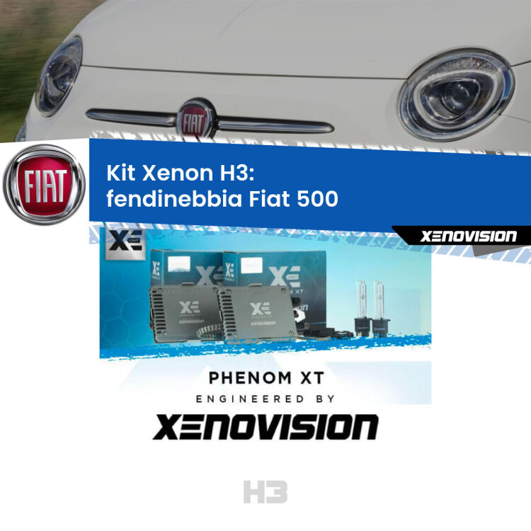 <strong>Kit Xenon H3 Professionale per fendinebbia Fiat 500 </strong>  2007 - 2022. Taglio di luce perfetto, zero spie e riverberi. Leggendaria elettronica Canbus Xenovision. Qualità Massima Garantita.