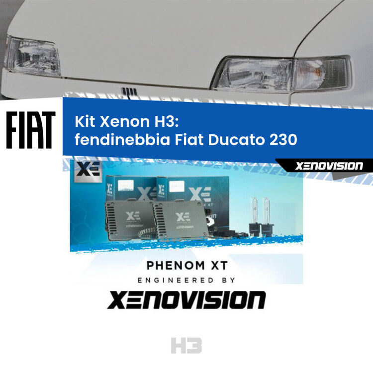 0 Kit Xenon H3 Canbus per Fendinebbia Fiat Ducato 230 1994 - 2002 <strong>Kit Xenon H3 Professionale per fendinebbia Fiat Ducato </strong> 230 1994 - 2002. Taglio di luce perfetto, zero spie e riverberi. Leggendaria elettronica Canbus Xenovision. Qualità Massima Garantita.