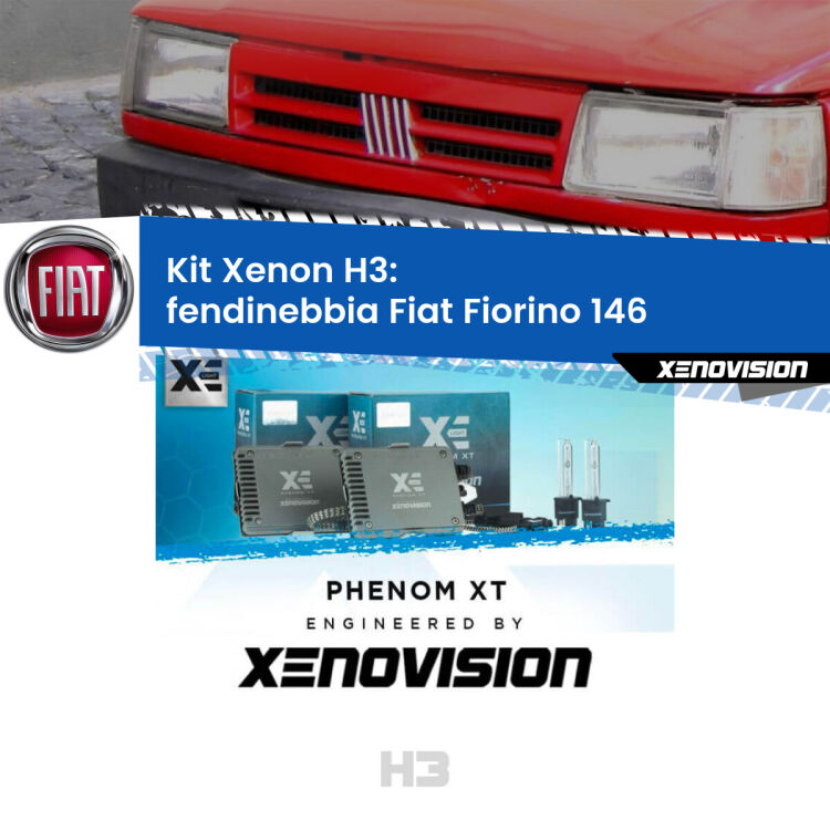 <strong>Kit Xenon H3 Professionale per fendinebbia Fiat Fiorino </strong> 146 1988 - 2001. Taglio di luce perfetto, zero spie e riverberi. Leggendaria elettronica Canbus Xenovision. Qualità Massima Garantita.