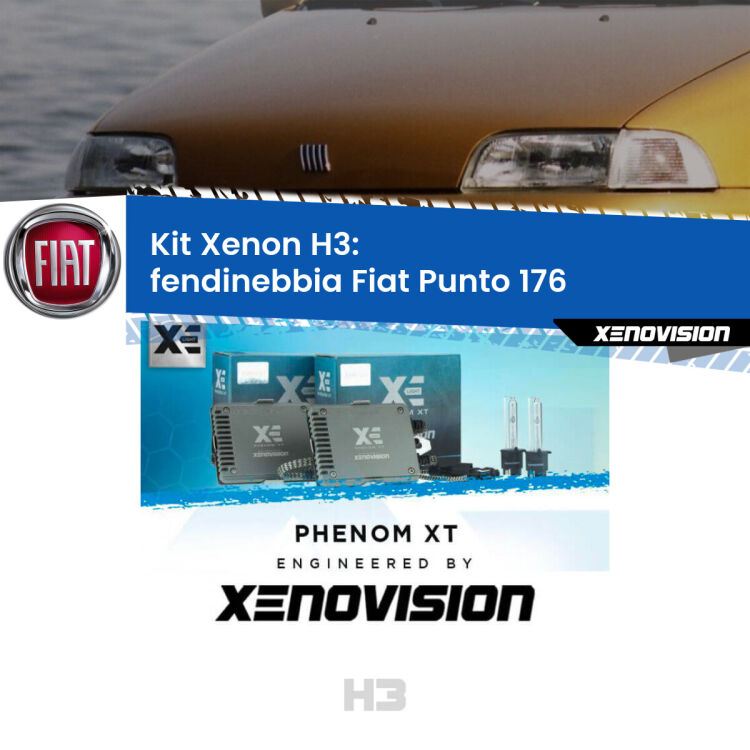<strong>Kit Xenon H3 Professionale per fendinebbia Fiat Punto </strong> 176 1993 - 1999. Taglio di luce perfetto, zero spie e riverberi. Leggendaria elettronica Canbus Xenovision. Qualità Massima Garantita.