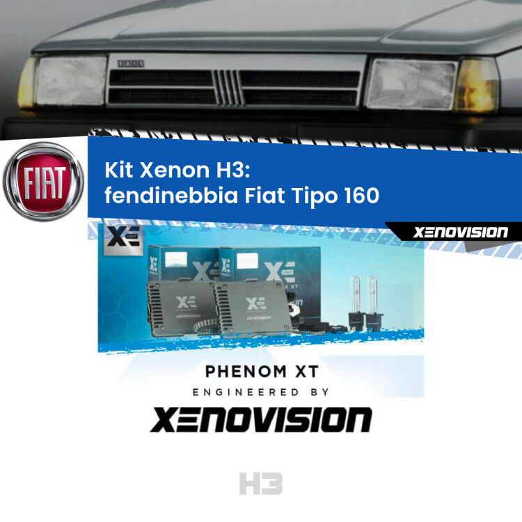 <strong>Kit Xenon H3 Professionale per fendinebbia Fiat Tipo </strong> 160 1987 - 1996. Taglio di luce perfetto, zero spie e riverberi. Leggendaria elettronica Canbus Xenovision. Qualità Massima Garantita.