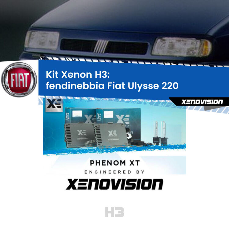 <strong>Kit Xenon H3 Professionale per fendinebbia Fiat Ulysse </strong> 220 1994 - 2002. Taglio di luce perfetto, zero spie e riverberi. Leggendaria elettronica Canbus Xenovision. Qualità Massima Garantita.
