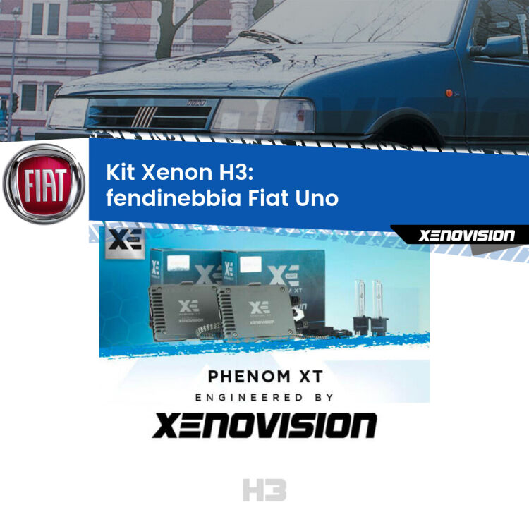 <strong>Kit Xenon H3 Professionale per fendinebbia Fiat Uno </strong>  1983 - 1995. Taglio di luce perfetto, zero spie e riverberi. Leggendaria elettronica Canbus Xenovision. Qualità Massima Garantita.